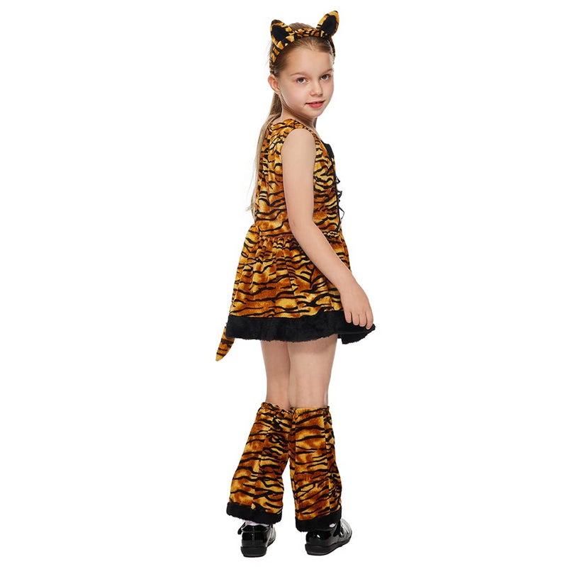 EraSpooky Little Tiger Costume Kids Halloween Animal Costume Big Cat Outfit for Girls - Image 2